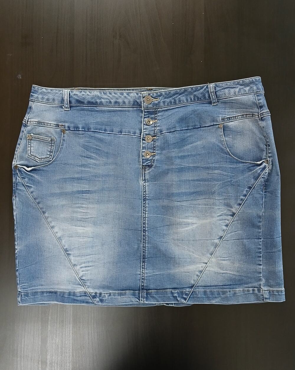 Ellos 4-Button Stretch Denim Jean Skirt 22 Women's Plus Size cotton blend midi